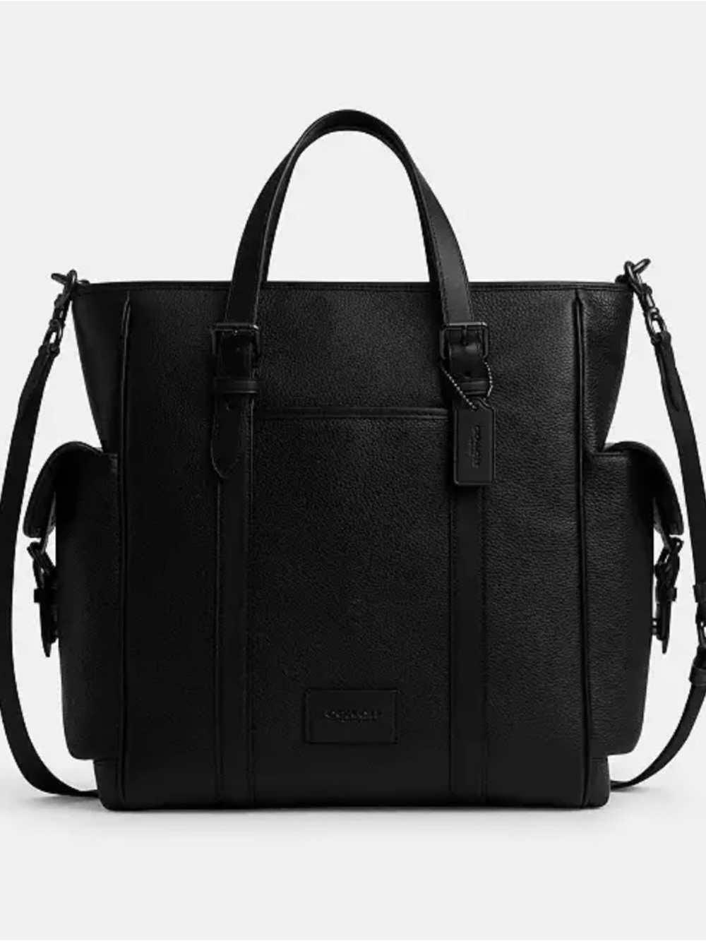 Coach Black Pebbled Sprint Leather Brief Tote